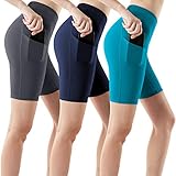 ATHLIO Women's High Waist Tummy Control Yoga Shorts, Workout Exercise Shorts, Running Shorts w...