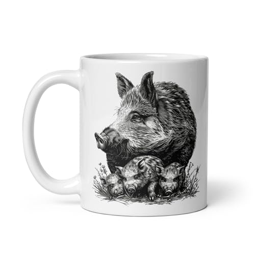 Tasse Nature Cerf Sanglier Renard Laie Marcassin Forêt Balade Chasse Chasseur Animaux Campagne Thé Café Original Mug Cadeau Collègue Homme Femme Naturaliste Papi...