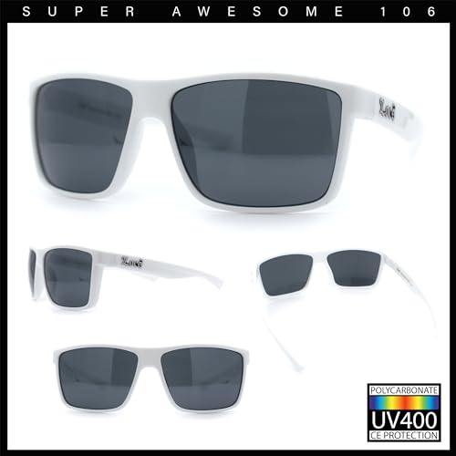 Locs Mens Gangster White Frame Sport Horn Rim Classic 90s Manly Sunglasses4