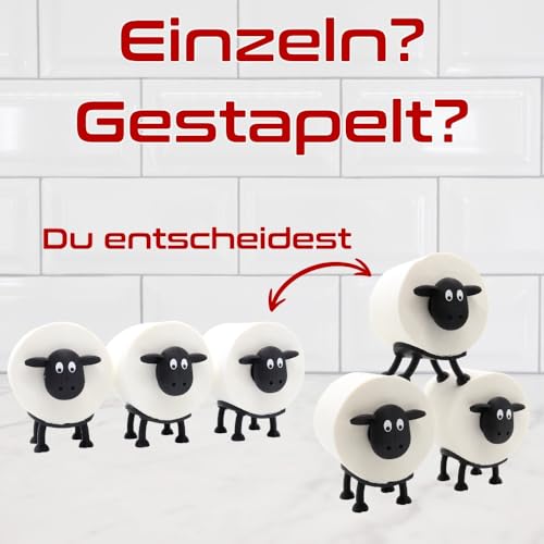Rolli das Toilettenschaf - Toilettenpapierhalter für 38 und 42mm Rollen - Schaf - Toilettenrollenhalter (3er-Set)