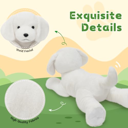 Image of BENINY Giant Dog Lab Stuffed Animal 31.5 Inch, Big Realistic Stuffed White Labrador Dog Plush Toy, Puppy Throw Pillow Gift for Kids