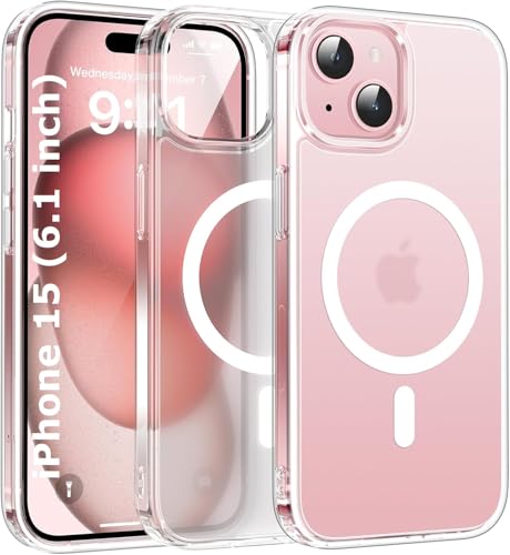 Image of REALCASE Ultra-Hybrid Back Case Cover for iPhone 15 Compatible with MagSafe | Camera Protection | Hard Crystal Clear Back | Shockproof Bumper Cover Case for iPhone 15 (PC & TPU, Transparent)