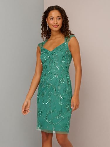 Image of Adrianna Papell Womens Beaded Mesh DressSpecial Occasion Dress