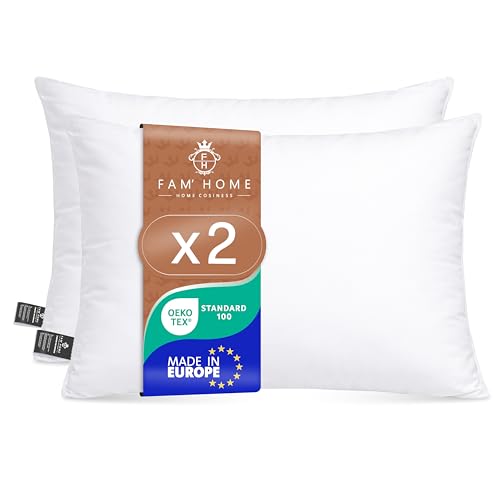 FAM Home Kissen 50x70 2er Set Weiches Mikrofaser - Kopfkissen 50x70 Allergiker mit Optimaler Stütze für Nacken und Kopf - Innenkissen Atmungsaktiv Feuchtigkeitsregulierend Antibakteriell