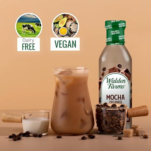 Walden Farms Mocha Coffee Creamer – Zero Calorie, Sugar Free, Keto & Fat Free Non-Dairy Creamer for Coffee & Espresso – 6-Pack, 12 oz Bottles
