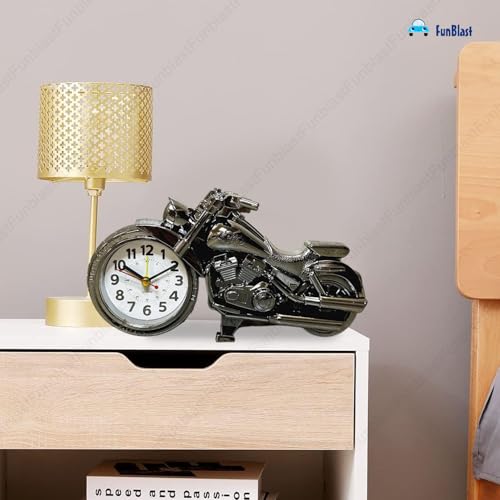 Image of FunBlast Alarm Clock for Heavy Sleepers - Bike Shaped Retro Clock, Stylish Analog Table /Desk Alarm Clock for Students, Table Clock for Bedroom, Living Room, Office, Return Gifts (Antique)