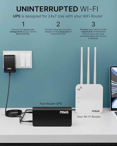 Image of FEDUS Mini UPS For Wifi Router, Upto 5 Hours Power Backup, 24 Month Warranty 12V Mini Inverter For Broadband Modem, Intercom, Set-Top Box, Alexa, Camera, JioFiber,Airtel Xstream,BSNL,biometric machine