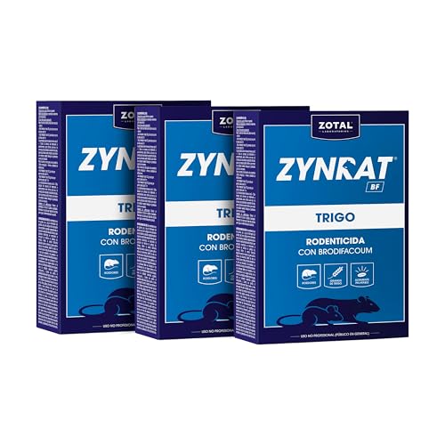 Zotal BF Trigo Veneno para Ratas Pack 3 Unidades – Cebo Anticoagulante con Brodifacoum para Eliminación Eficaz de Ratones y Ratas