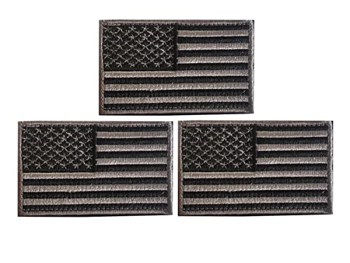JAVD 3 Packs Tactical American Flag Patch USA Flag US United States of America Military Uniform Emblem Patches (Black & Gray) for Hats, Tactical Bags, Jackets, Clothes Patch Team Army Patch.