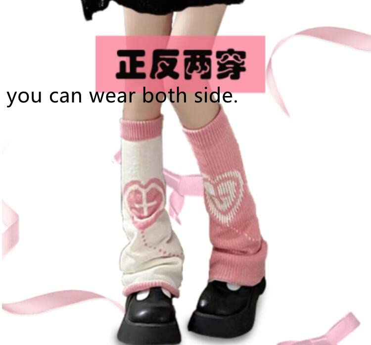 Image of kawaii Winter Leg Warmers Knitted Cute Subculture Half Sleeve Foot Leg Warm Socks Cycling Christmas Gift Women