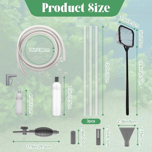 Image of Aquarium Vacuum Gravel Cleaner Kit, Aquarium Siphon Vacuum Cleaner for Gravel and Sand Fish Tank Cleaning Kit with Dual Tubes and Fish Net for Water Changer