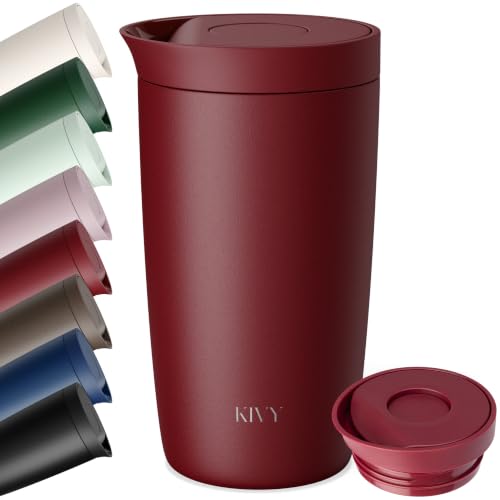KIVY Travel Coffee Mug Tumbler [24h Cold | 6h Hot] Reusable Insulated Coffee Tumbler Stainless Steel - Spill Proof Coffee Travel Mug - Leakproof 12oz Insulated cup to go - Dishwasher Safe, BPA Free
