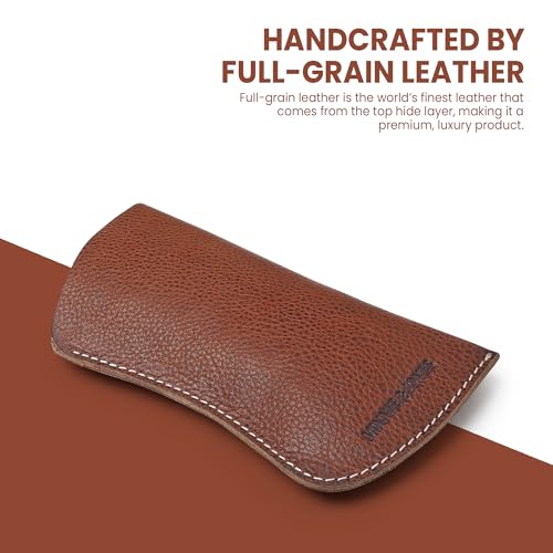 Image of MINNIE & JONES Handmade Full Grain Leather Sunglass Case | Soft Leather Glasses Cover & Spectacle Case for Men & Women | Premium Leather Eyeglass Pouch | Specs Cover for Travel