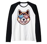 akita inu bandiera americana divertente patriottica usa dog lover maglia con maniche raglan