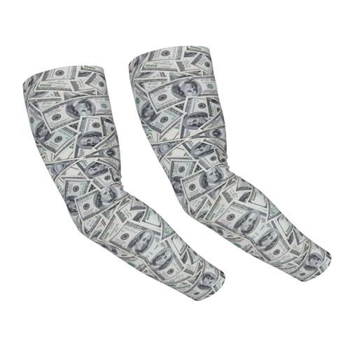 Manicotti divertenti per il raffreddamento del braccio del dollaro del dollaro protezione solare unisex per sport, ciclismo, golf, Nero , Taglia unica