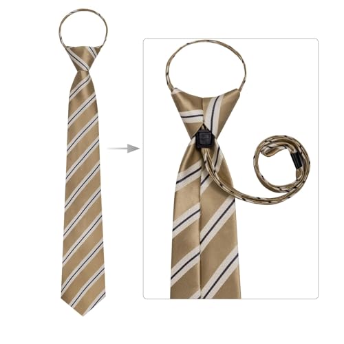 Image of Hi-Tie Zipper Ties for Men Pre-tied Tie Set Lapel Pin Pocket Square and Cufflinks Formal Business Wedding Adjustable Necktie