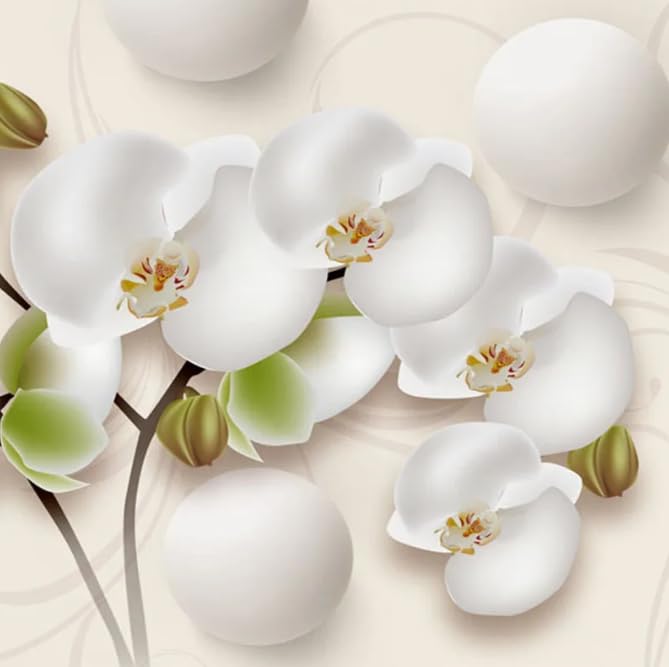 Fleurs blanches 3D d'exception via le fond d'écran moderne HD chic - 4