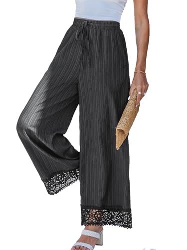 CUPSHE Women's Wide Leg Pants High Waisted Trousers Palazzo Lounge Beach Cover Ups Flowy Business Work Casual Summer Pants