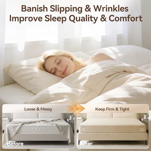 Bed Sheet Holders for Corners and Sides, 4Pcs Heavy Duty Sheet Straps & Grippers, Mattress Sheet Holder Keep Sheets Tight All Night, Universal Fit for Fitted Sheets, Queen King Twin RV - image 7