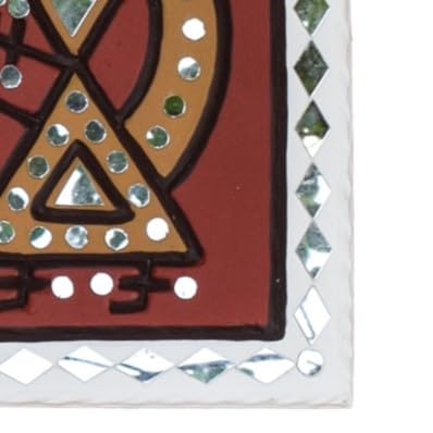 Image of Ethnics of Kutch Traditional Kutch Handicraft Mud-Mirrorwork Lippan Kam Wall Art (Water and Break Resistant) - Rectangle (24 Inch x 12 Inch) - (White - LKT-0410)