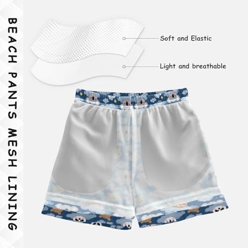 Boys Swim Trunks Quick Dry UPF 50+ Beach Board Shorts Kids Bathing Suits Swimsuit 2T Sloth Panda4