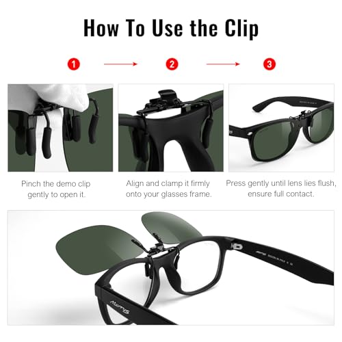 Image of MERRY'S Polarized Clip on Sunglasses Flip Up Metal Clip Attachments for Prescription Glasses
