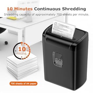 Bonsaii 14-Sheet Paper Shredder for Home Office Use, 10-Minute Cross Cut Shredder with 5.5 Gallons Bin, P-4 High Security Heavy Duty Office Shredder Shred CD/Credit Card