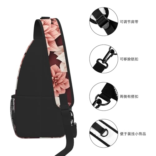 Mochila bandolera cruzada para mujer y hombre blanco floral miniatura 7