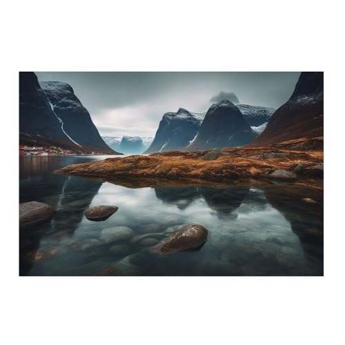 Poster paysage calme montagnes GAEKKO tableau mural 50x50 cm sans cadre photo