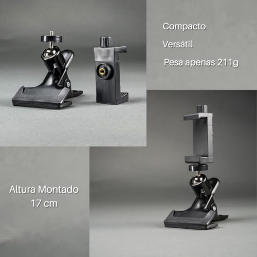 Kit Suporte de Celular Holder Encaixe com Rosca 1/4 Para Tripé Bastão Pau de Selfie Celular Smartpho
