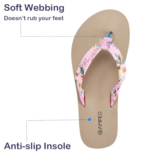 Ampeo Women's Arch Support Flip Flops Comfortable Casual Summer Beach Thong Sandals