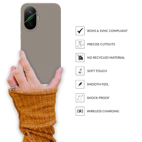 Image of SPRIG Compatible with Poco F7 Premium SilkTone (Liquid Silicone) Back Cover Drop Tested Shock Proof Mobile Case for Men, Women, Boys and Girls with Camera Protection (Light Brown)