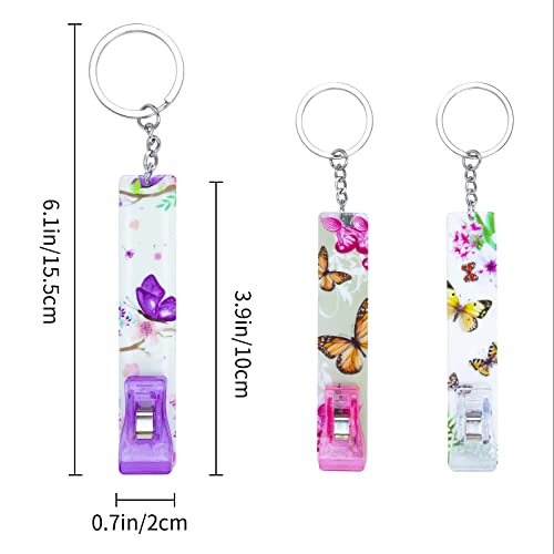 Image of 3PCS Butterfly Card Grabber for Long Nails 2026, Cute Credit Card Puller Bank ATM Keychain Women with Plastic Clip