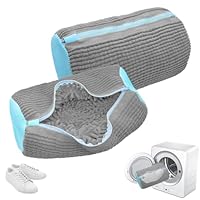 YAMAIDUO 2er Pack Schuhwaschbeutel Waschmaschine, Wiederverwendbarer Anti-Verformung Schuhbeutel Waschmaschine 360° mit Verstecktem Reißverschluss, Wäschesack Schuhe für Alle Schuharten & Größen, Grau