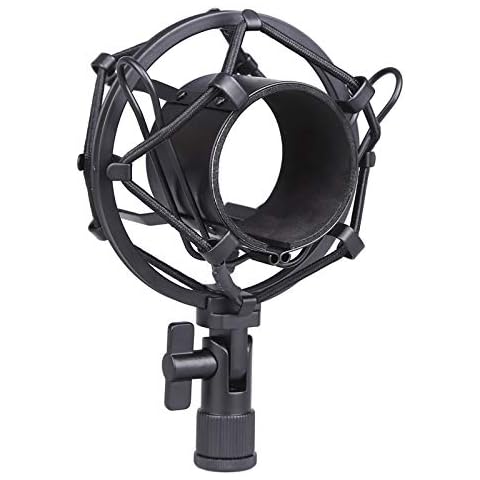 Koolertron Microphone Shock Mount,Mic Clip Holder,Universal 50MM Anti-Vibration Mic Holder for 48MM-54mm Diameter Studio Condenser Mic (Black) Cover