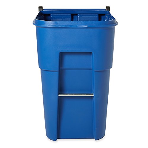 Image of Rubbermaid Commercial Products BRUTE Rollout Trash /Garbage Can /Bin with Wheels, 95 Gal, Blue, for Restaurants /Hospitals /Offices /Back of House /Warehouses /Home