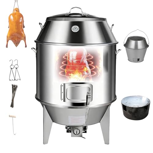 Horno asador comercial de acero inoxidable con doble combustible, 0-500 °C, con ventana de vidrio, cocción a gas propano y carbón for pato pekín, pollo, pavo, cerdo y cordero