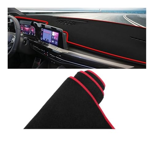 Tapis anti-dérapants pour tableau de bord VW Golf 8 MK8 2020-2023 version LHD bord rouge