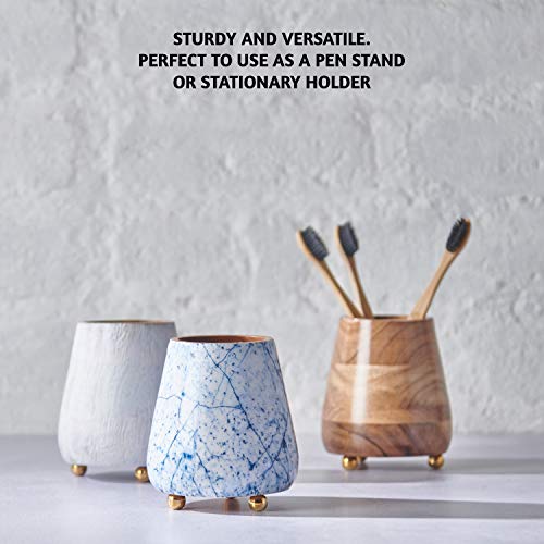 Folkulture Toothbrush Holder For Bathroom, Tooth Brushing Holder For Bathrooms, Modern Wooden Holder For Tooth Brushes And Toothpaste, Acacia Wood, 4 X 3 Inches, Natural Finish #TOP5