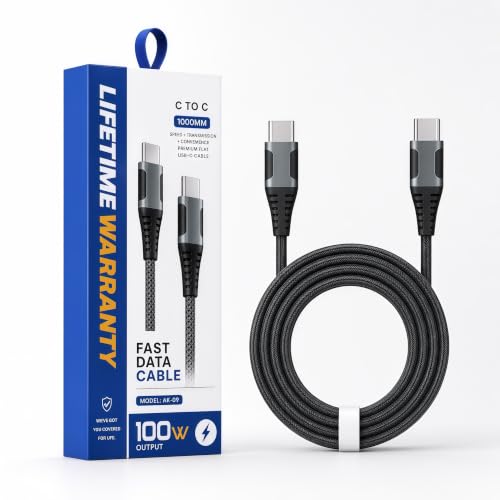 Image of Type C to Type C Cable 100W Fast Charging with [Lifetime warrenty] 3M Long Type C Cable, 5A Power Delivery, 480Mbps Data Sync, Braided Cord Compatible with All Devices by AIL-KIN