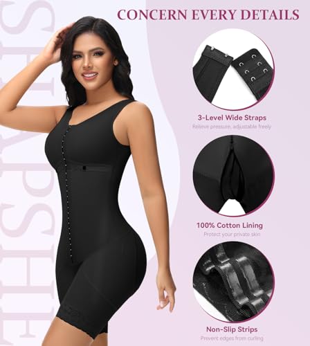 Image of M MYODRESS Fajas Colombianas Full Body Shaper Tummy Control with bra | 69% Nylon 31% Spandex, 3 Adjustable hooks and strap, semi-detachable chest design for postpartum, breastfeeding, all day wear