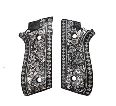BMPL Mother of Pearl Inlay Gun Grips Compatible Replacement for Pt92 Pt99 Pt100 Pt101 Decocker PT pt 92 99 100 101 Hardwood Wood Smooth Grips Grips Handmade Birthday Newyear Sport for Men