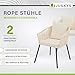 Juskys Rope Gartenstühle 2er Set wetterfest - bis 160 kg belastbar - Sitz- & Rückenkissen aus Polyester - 2 Stühle aus Stahl & Polypropylen für Garten, Terrasse & Balkon - Beige