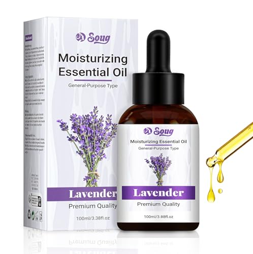 100ml Aceite Esencial De Lavanda, Aceite Esencial de masaje, Aromaterapia Relajante, Masajes Corporales Masculinos y Femeninos, Ayudar a dormir y relajarse, Adecuado Para uso diario