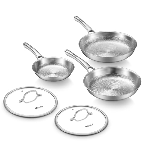 Image of Titanium Pans for Cooking, 8 /10 /12 Inch Non-Toxic Frying Roaster with Lid