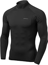 Tesla Men's Compression Wear Undershirt, High Neck, Elastic, UV Protection, Sweat-Absorbent, Quick-Drying, Long-Sleeve, Workout Wear, Sports Inner Wear, Compression Shirt, Sports Shirt, Base Layer