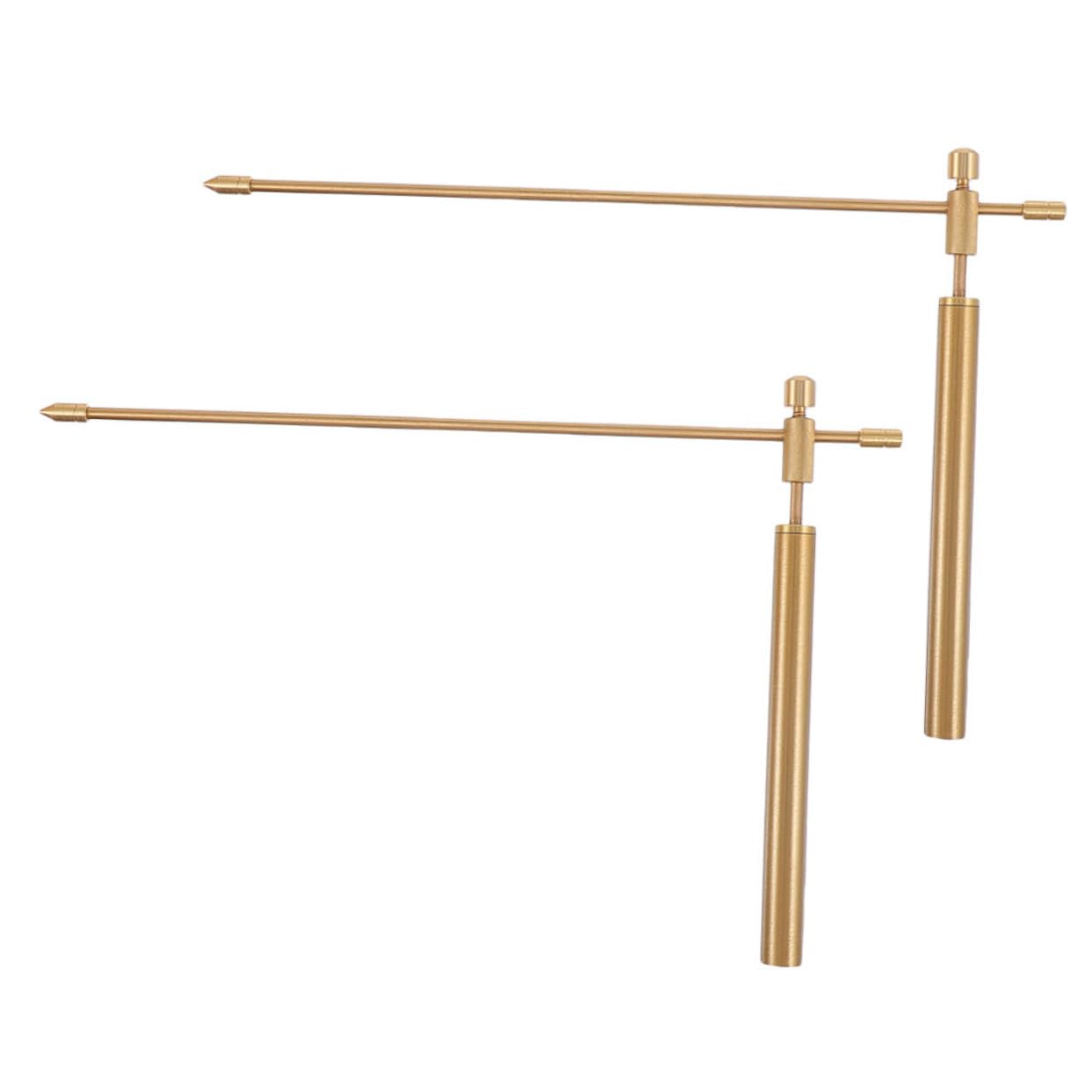 Ipetboom 2pcs Copper Dowsing Rods Portable Water Detection Tool with Storage Bag Smooth Swinging Probe for Outdoor Divining Energy Feng Shui Exploration