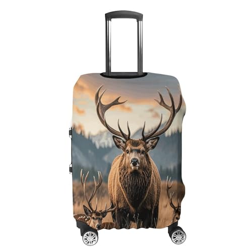 Wildlife Hunting Deer Bear Elk Elastic Luggage Cover Suitcase Protector for 19-32 Inch Suitcases | Universal Stretchable Travel Bag Cover | Anti-Scratch, Washable with Zipper Closure XL4