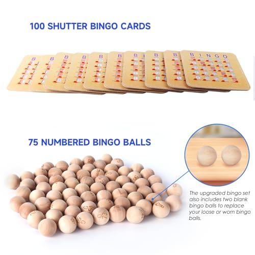 GSE Games & Sports Expert Deluxe Bingo Game Set with Large Brass Cage, 100 Shutter Slide Bingo Cards, Master Board, Calling Balls for Large Groups, Parties, Game Night