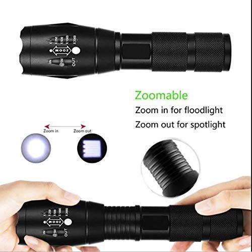 Image of Voroly Portable Ultra Bright Handheld LED Flashlight with Adjustable Focus and 5 Light Modes, Outdoor Water Resistant Torch, Powered Tactical Flashlight for Camping Hiking etc